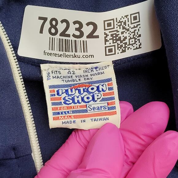 Vintage 90s MOD Crop Track Jacket M/L 21x26 Blue White Red - Picture 8 of 12